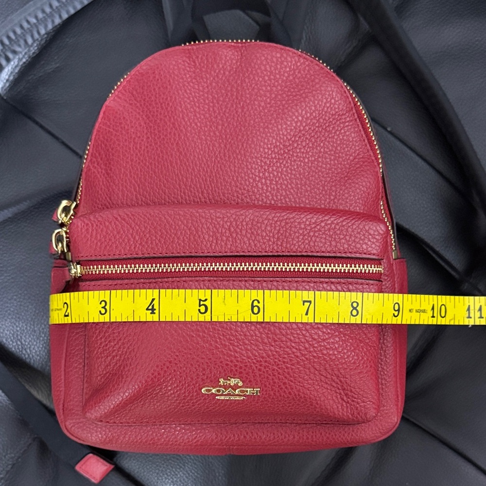Coach Red Leather Backpack with Black Straps - Picture 7 of 13